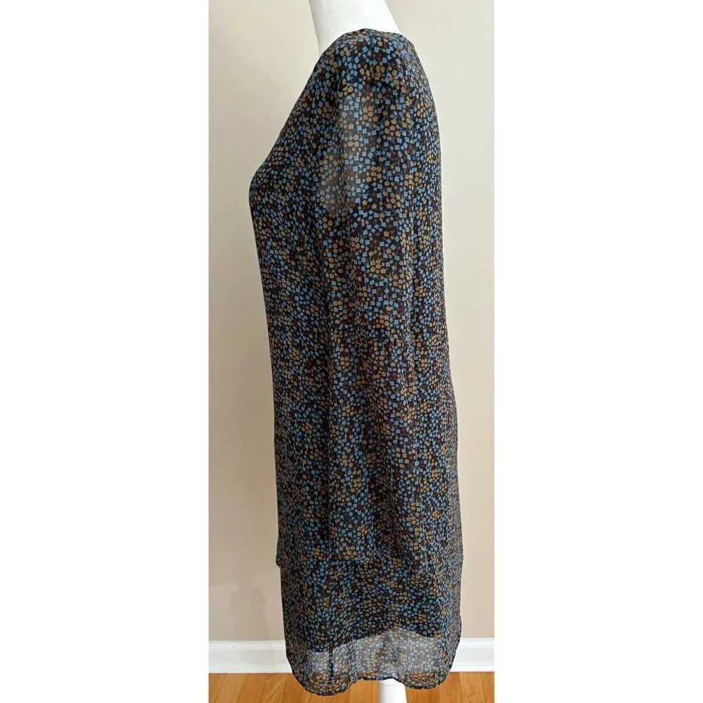 CAbi Poise Floral Semi-Sheer Floral Bell Sleeve Chiffon Fall Dress Size XS